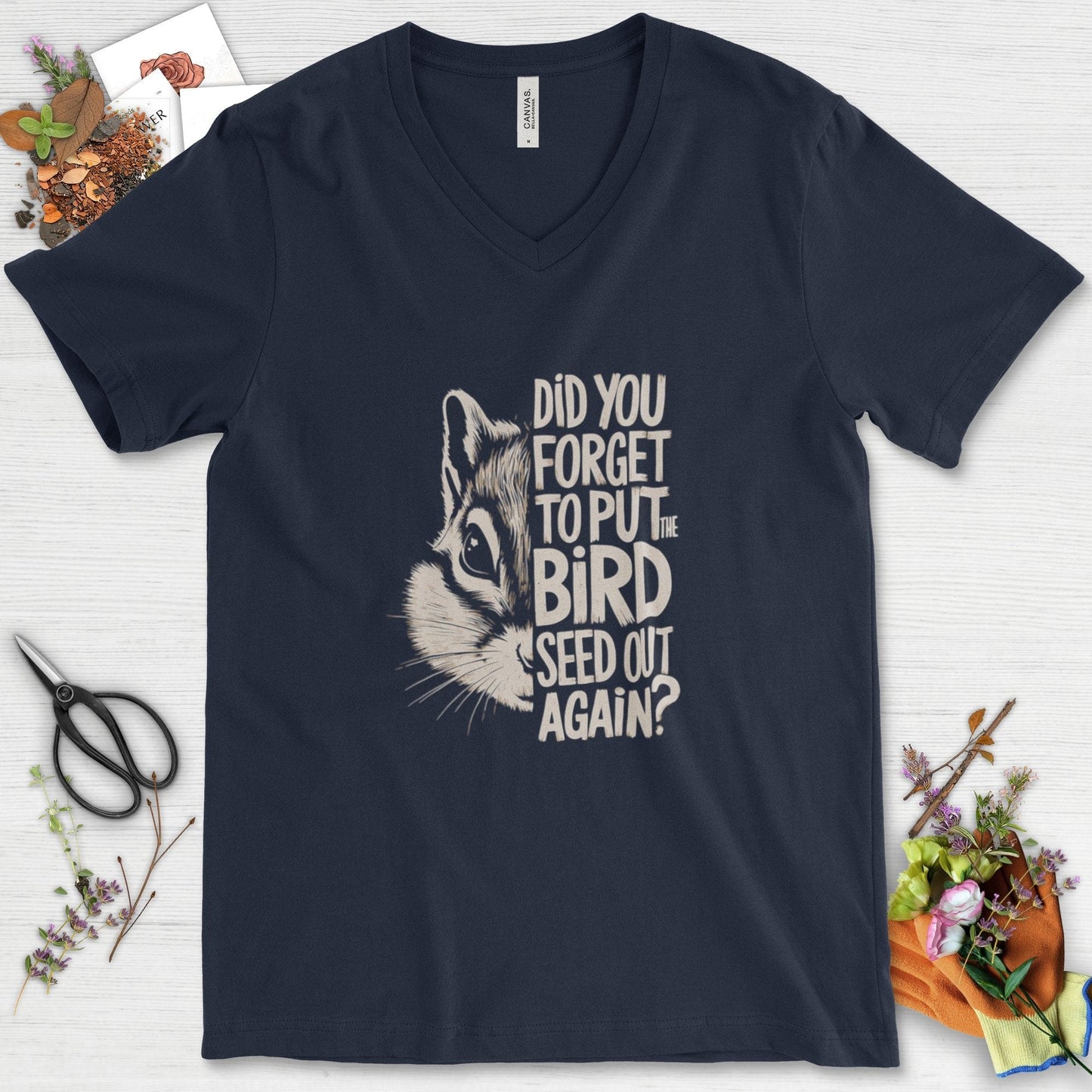 Forget The Bird Seed V-Neck Navy / S Physical Item