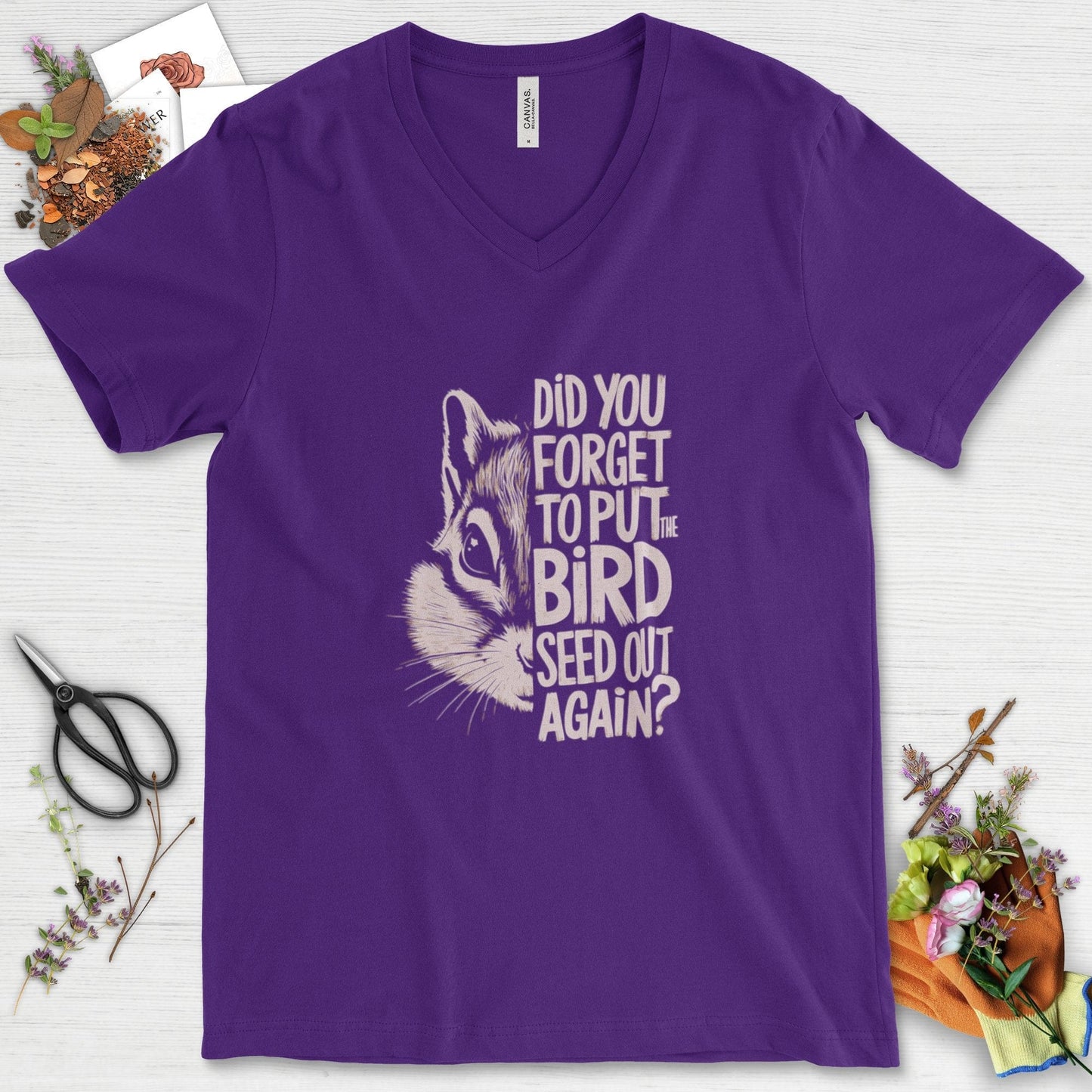 Forget The Bird Seed V-Neck Team Purple / S Physical Item