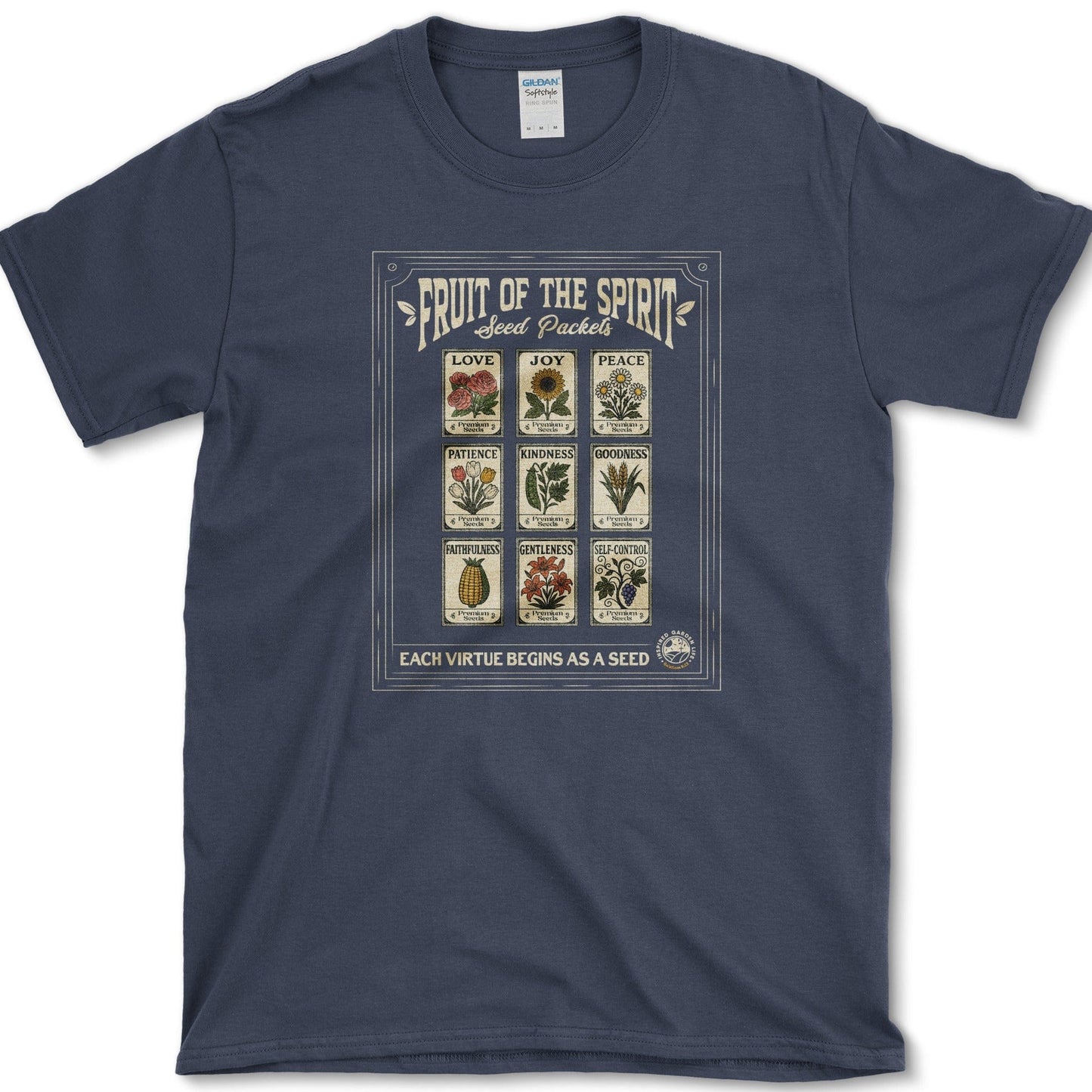 Fruit of Spirit Seed Packets T-Shirt Navy / S Physical Item