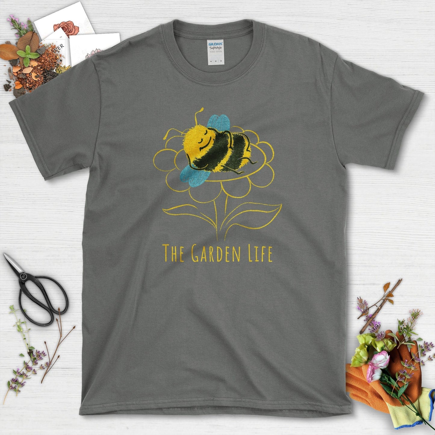 Garden Life Napping Bee T-Shirt T-Shirts / S / Charcoal Physical Item