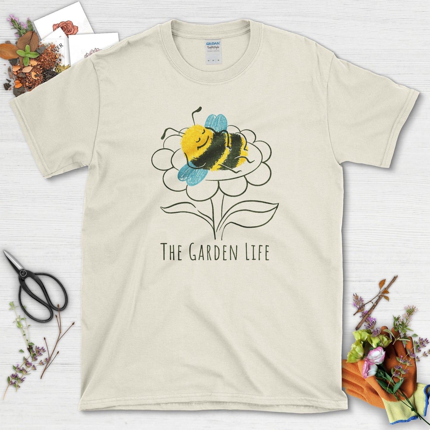 Garden Life Napping Bee T-Shirt T-Shirts / S / Natural Physical Item