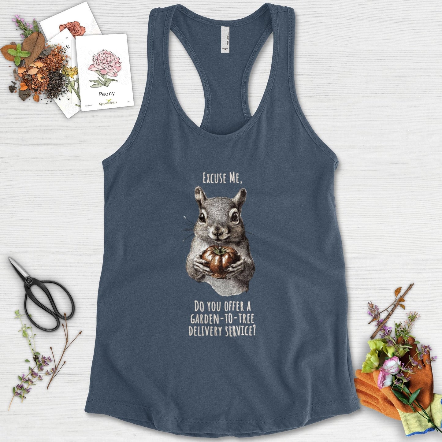 Garden to Tree Delivery Racerback Racerback / XS / Indigo Physical Item