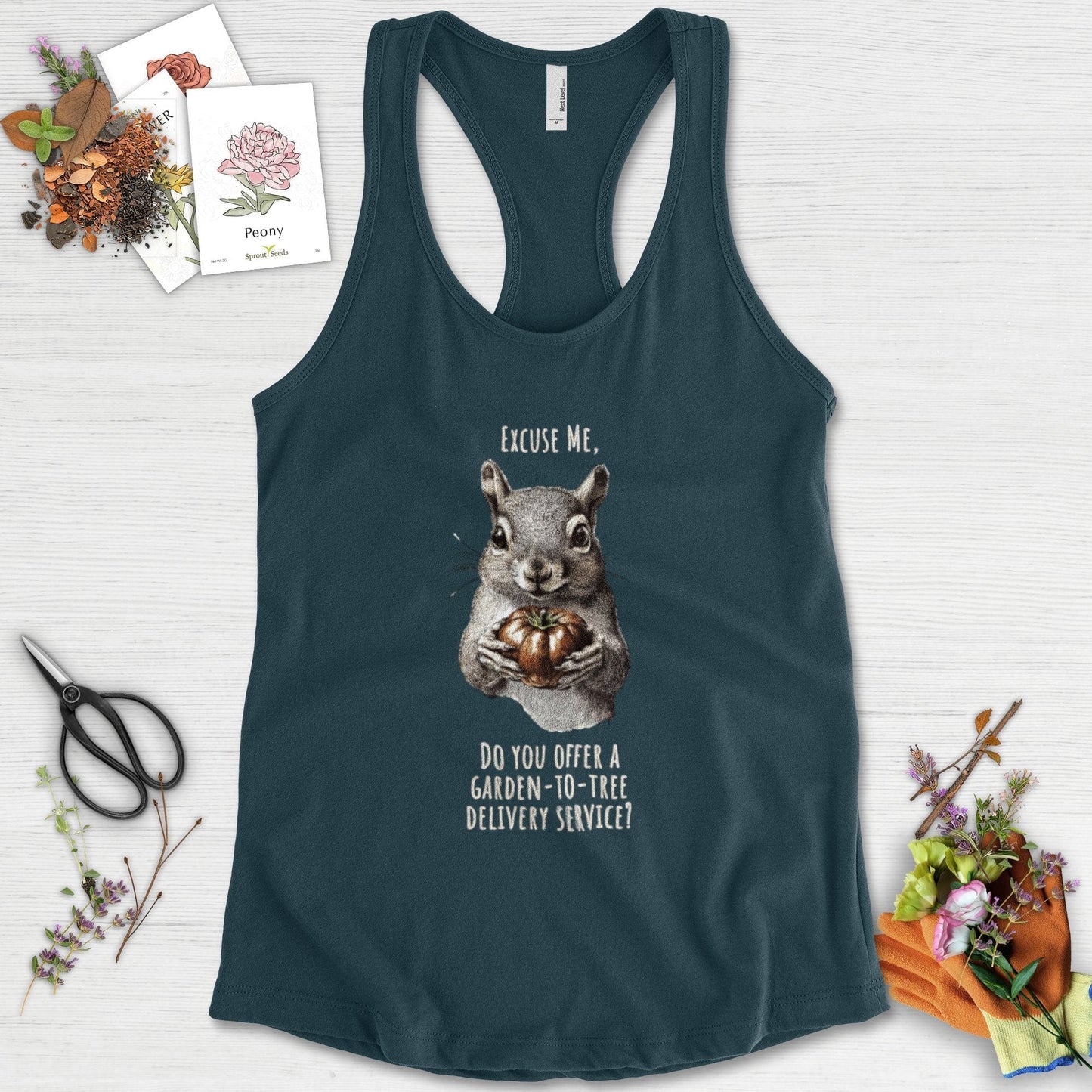 Garden to Tree Delivery Racerback Racerback / XS / Midnight Navy Physical Item