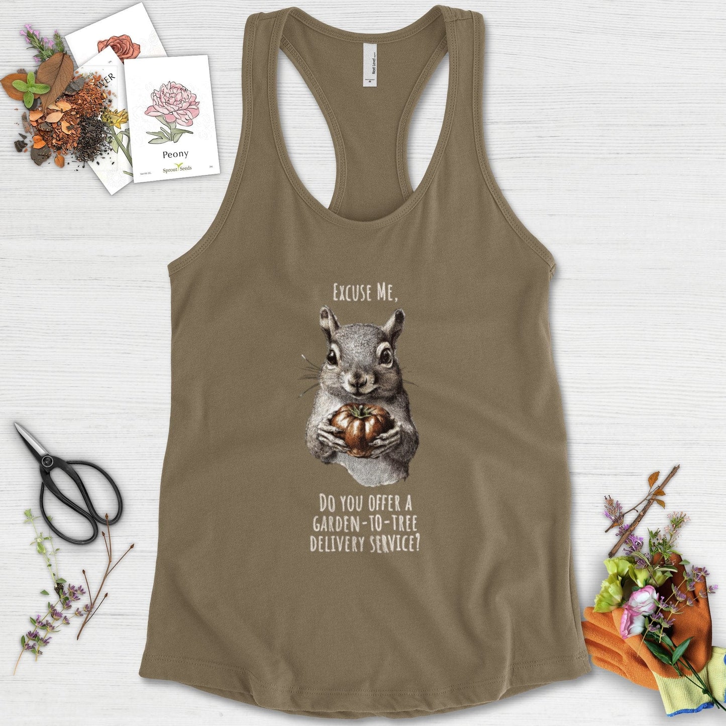 Garden to Tree Delivery Racerback Racerback / XS / Military Green Physical Item