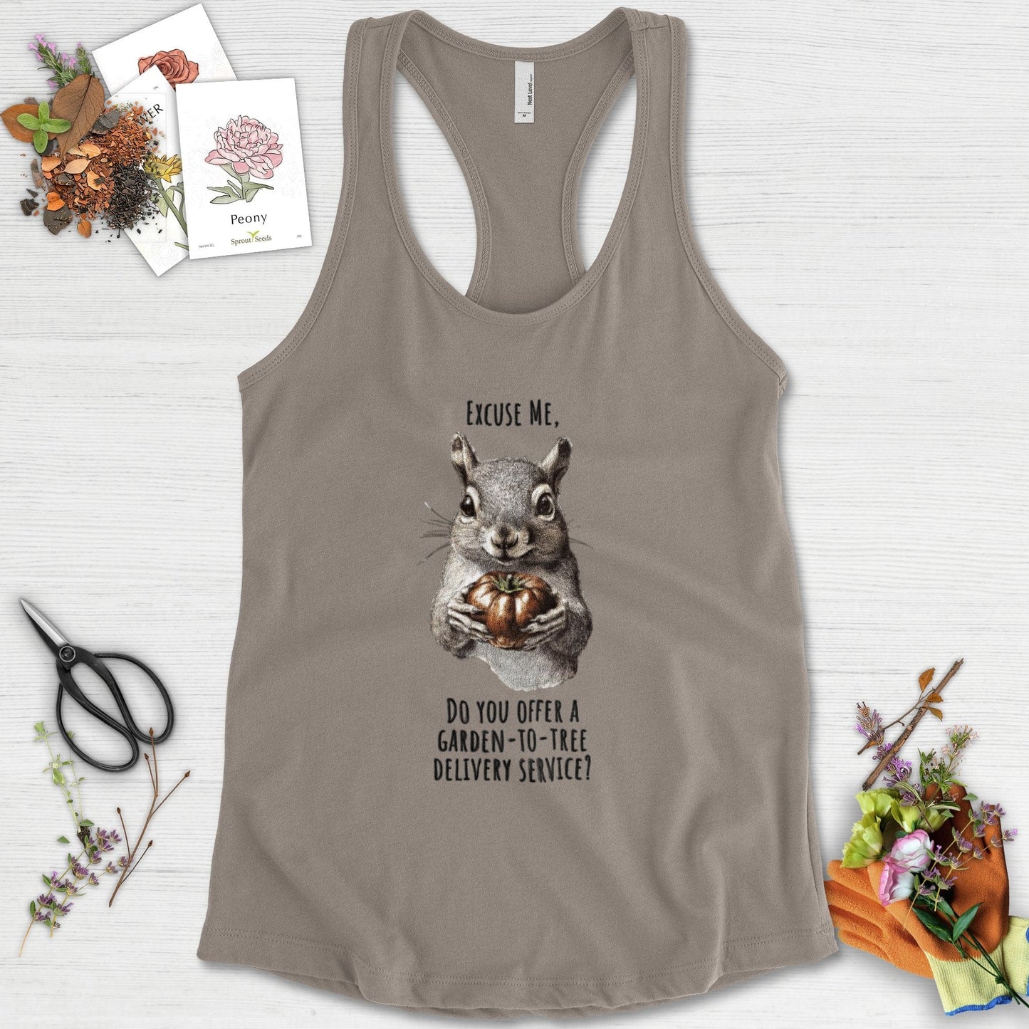 Garden to Tree Delivery Racerback Racerback / XS / Warm Grey Physical Item