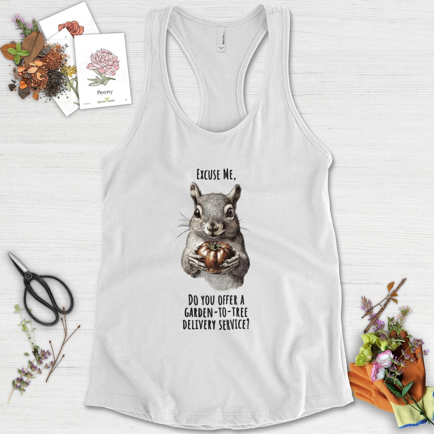 Garden to Tree Delivery Racerback Racerback / XS / White Physical Item