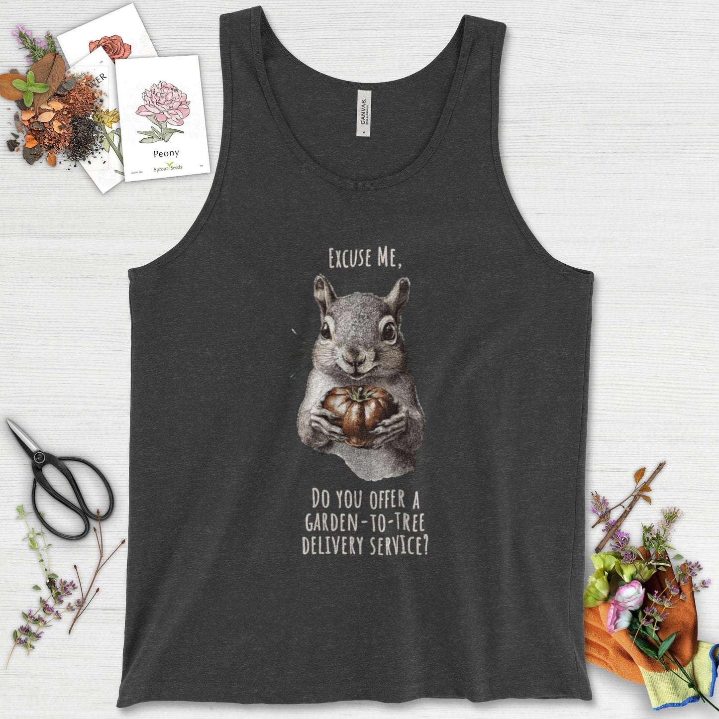 Garden to Tree Delivery Tank Top Dark Gray Heather / XS Physical Item