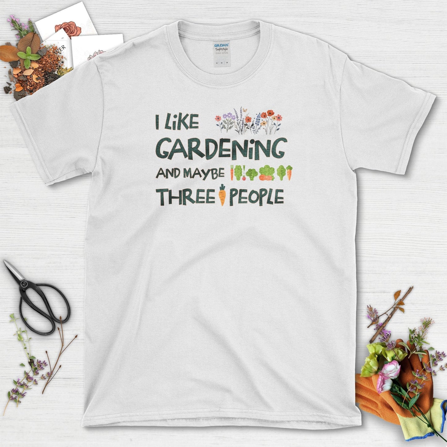 Gardening and Three People T-Shirt White / S T-Shirt
