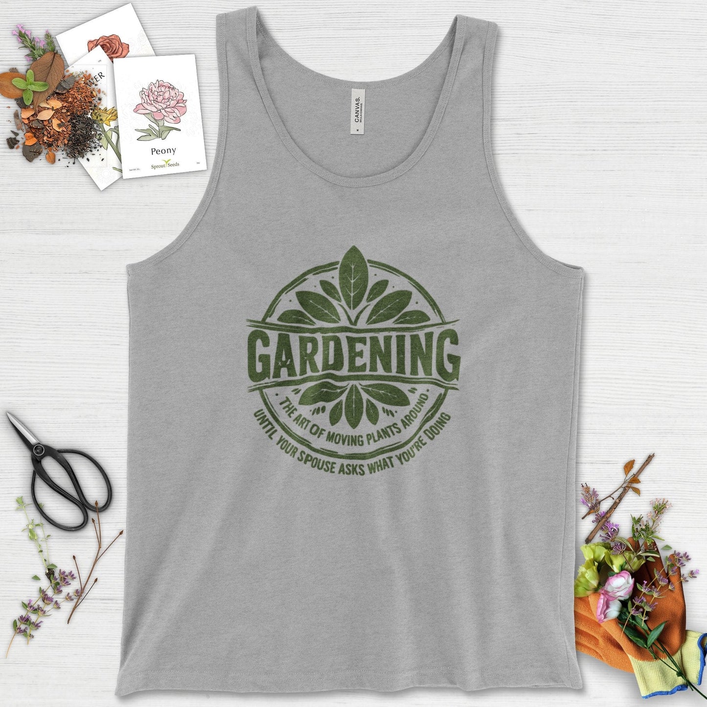 Gardening Art of Moving Plants Tank Top Athletic Heather / XS Physical Item