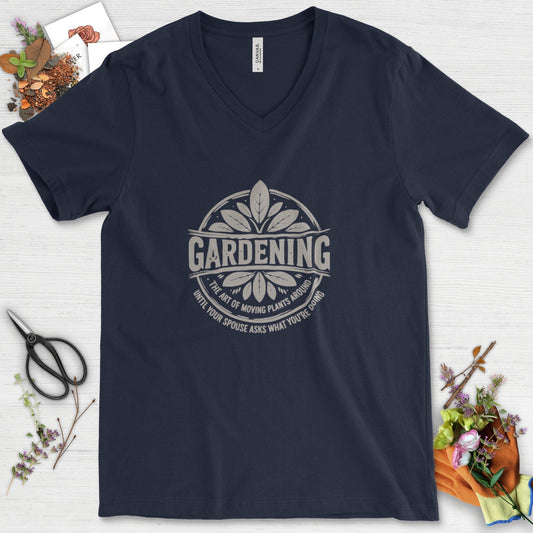 Gardening Art of Moving Plants V-Neck Navy / S Physical Item