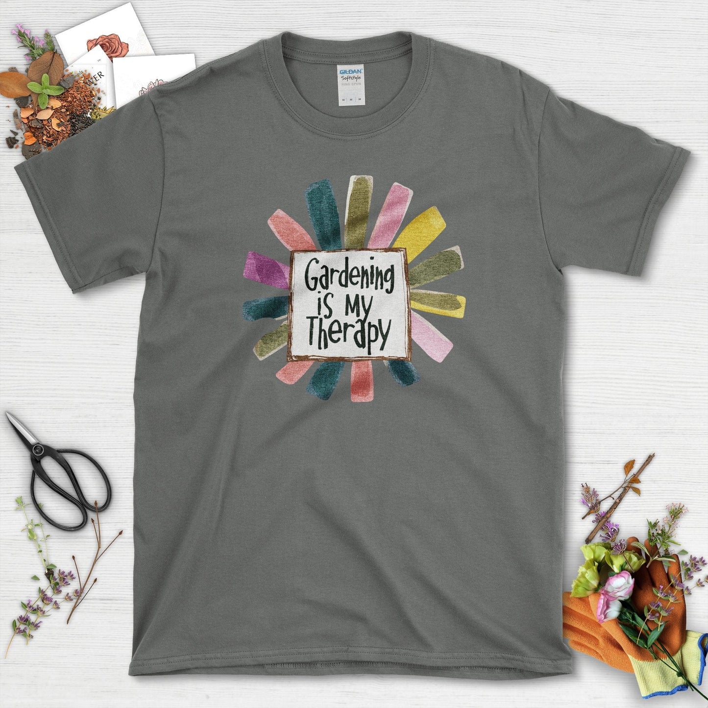 Gardening is My Therapy T-Shirt Charcoal / S T-Shirt