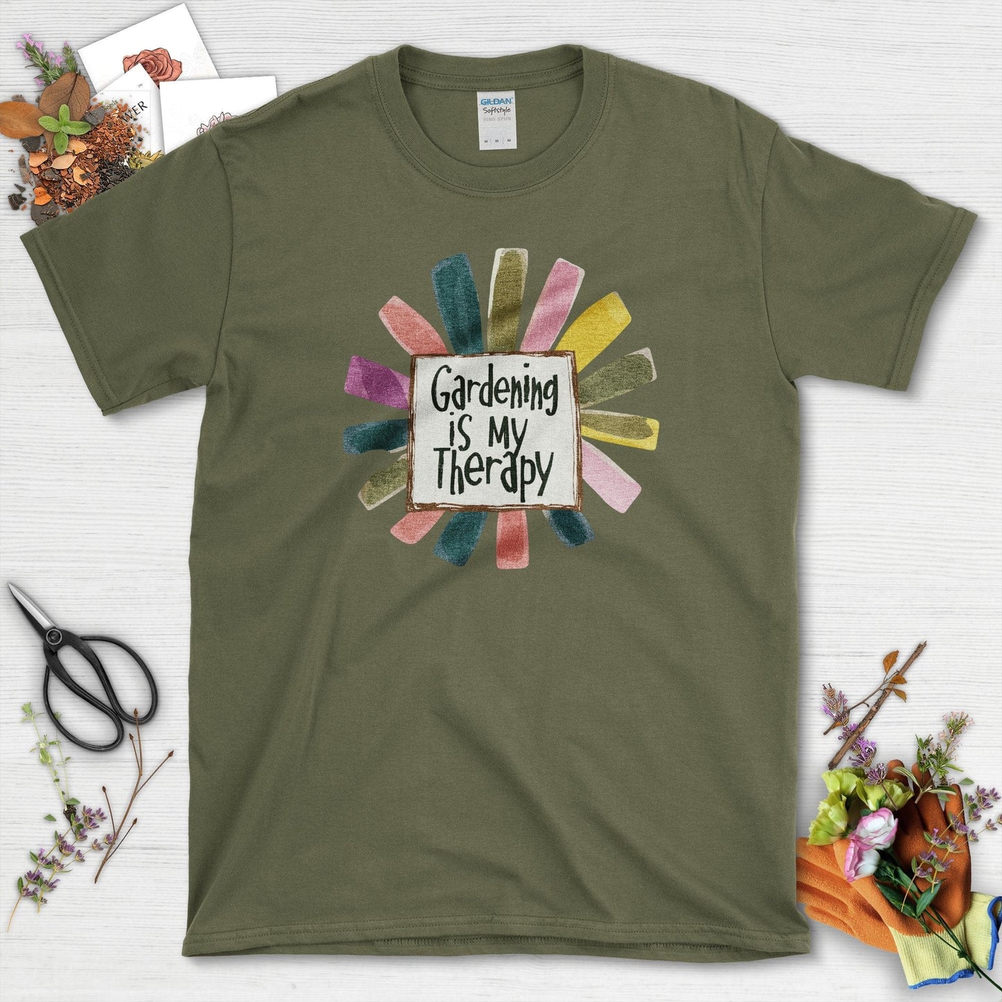 Gardening is My Therapy T-Shirt Military Green / S T-Shirt