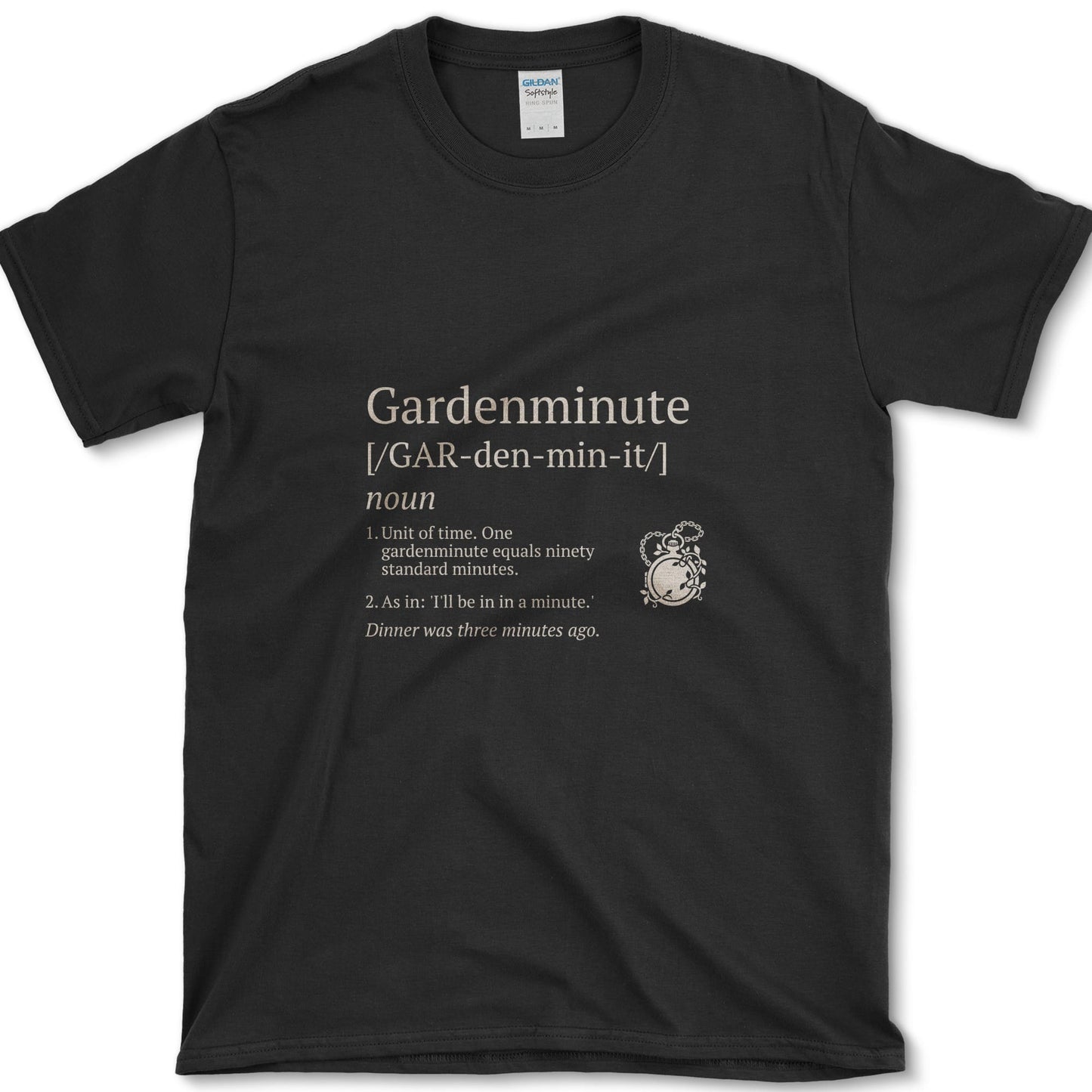 Gardenminute design featuring garden time artwork on a t-shirt