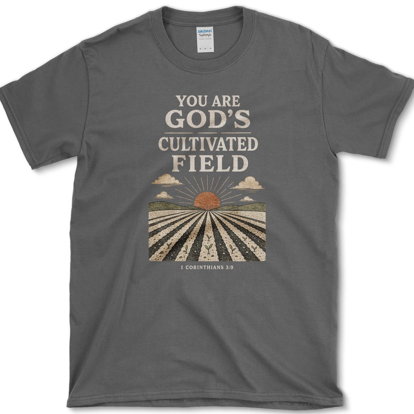 God's Cultivated Field design featuring cultivated field artwork on a t-shirt