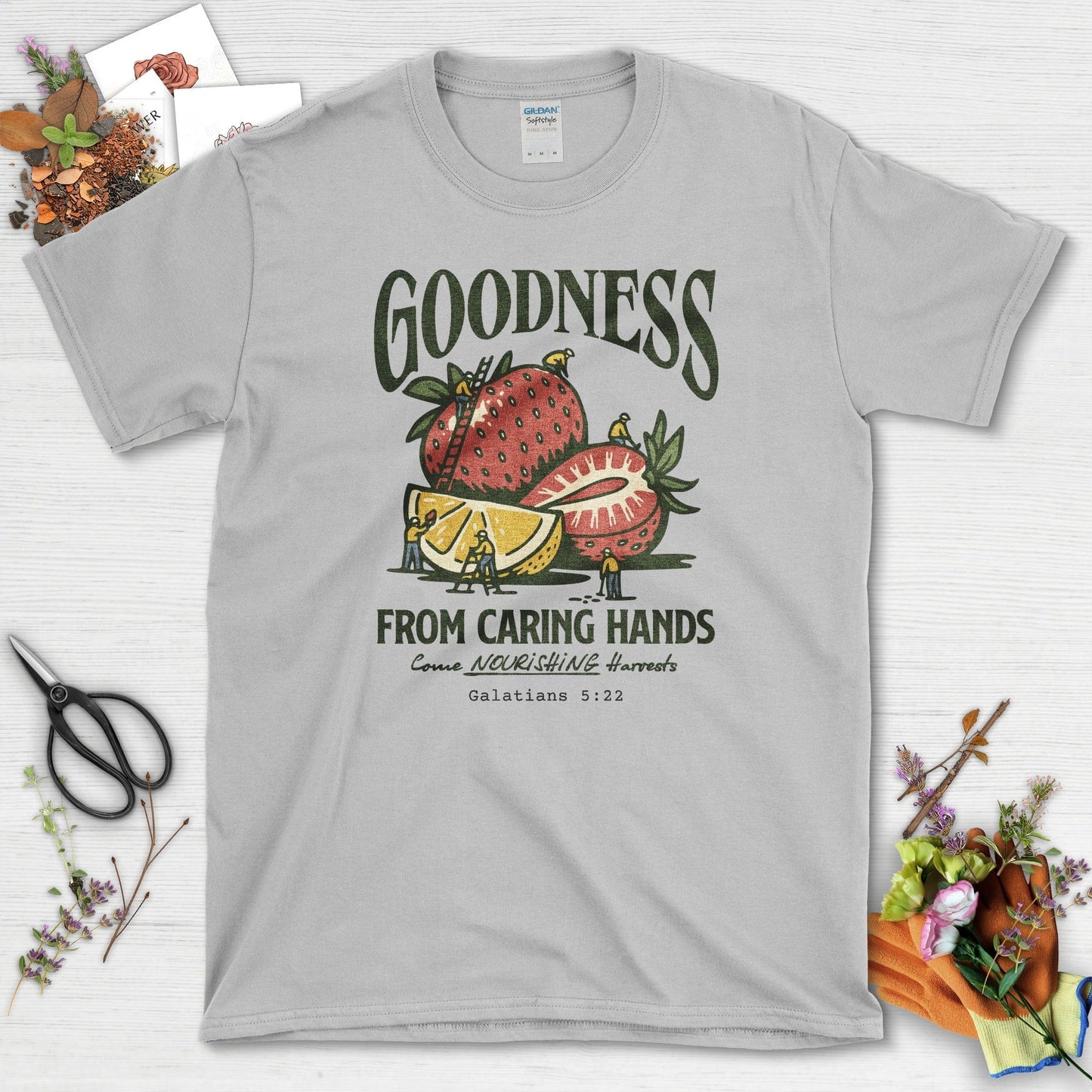 Goodness From Caring Hands T-Shirt Essential Tees / S / Sport Grey Physical Item
