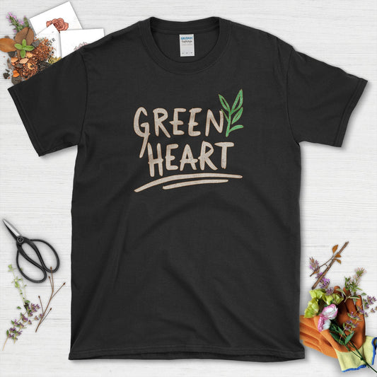 Green Heart Garden T-Shirt Black / S Physical Item