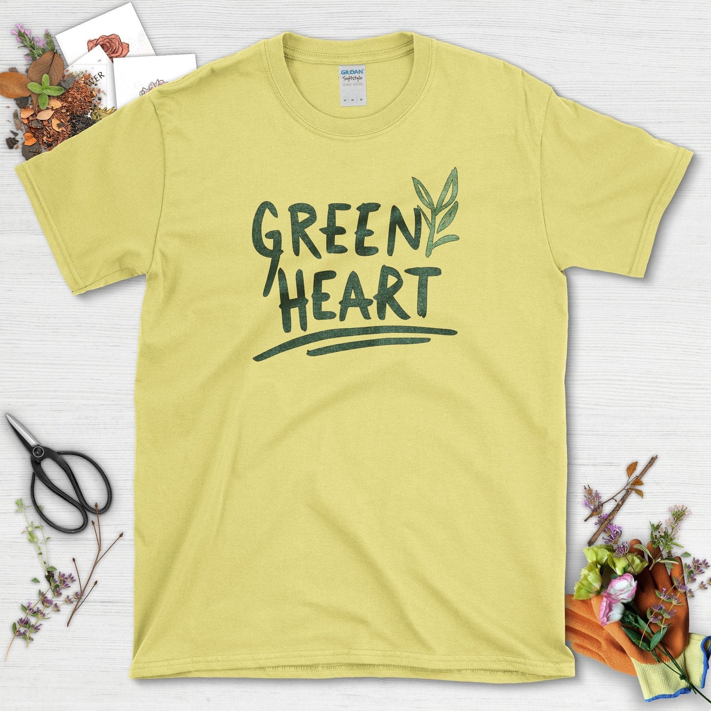Green Heart Garden T-Shirt Cornsilk / S Physical Item