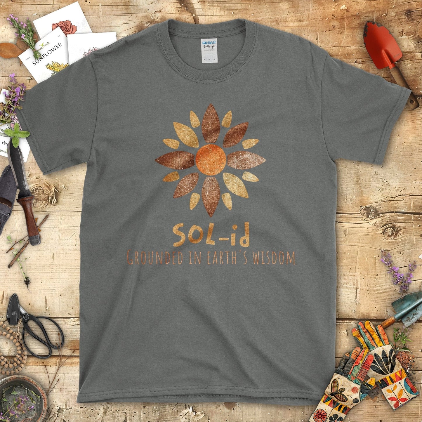 Grounded in Earth's Wisdom SOL-id T-Shirt Charcoal / S T-Shirt