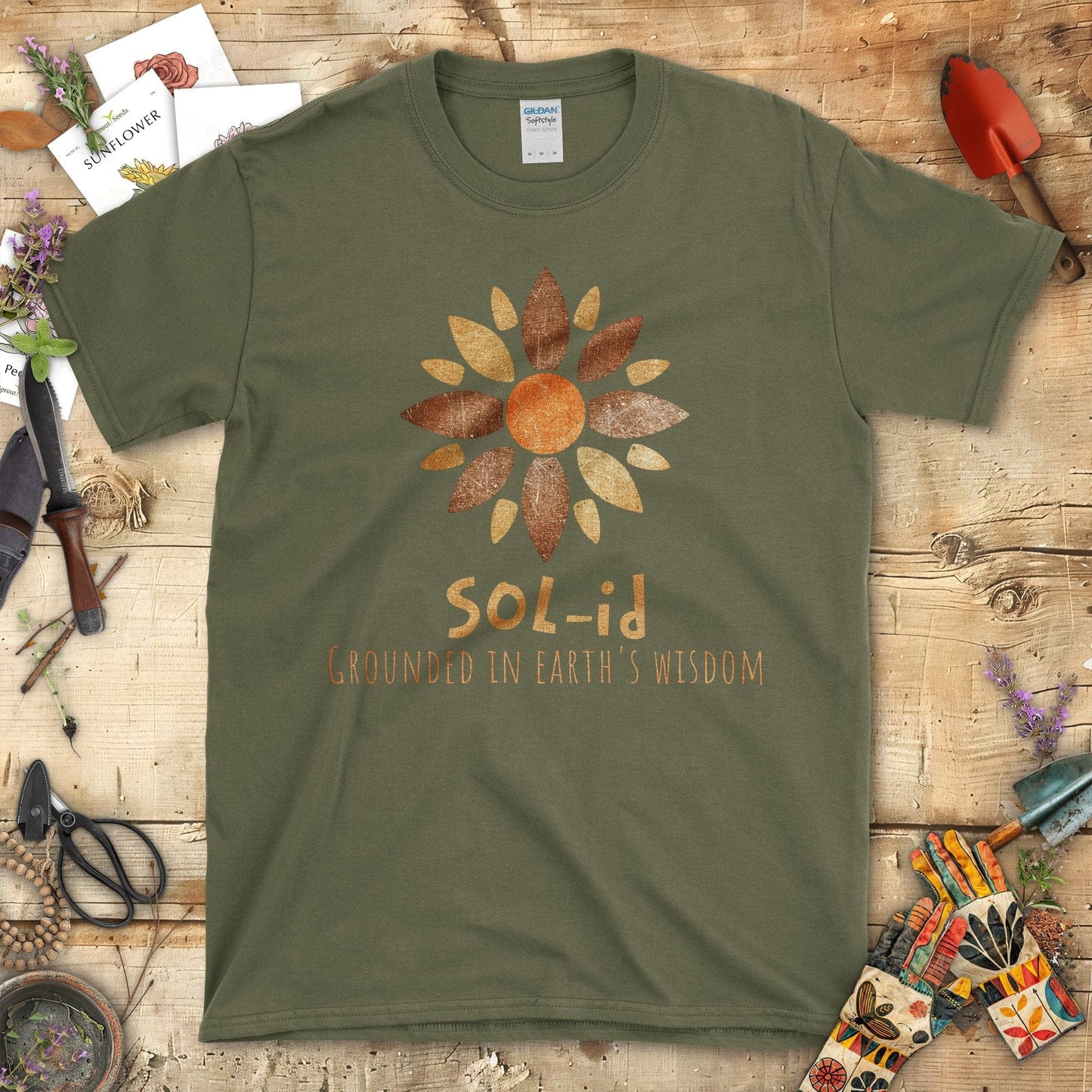 Grounded in Earth's Wisdom SOL-id T-Shirt Military Green / S T-Shirt
