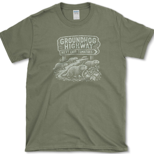 Groundhog Highway T-Shirt Military Green / S Essential Tees