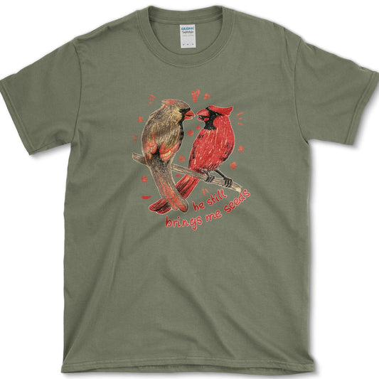 He Brings Seeds T-Shirt Essential Tees / S / Military Green Physical Item