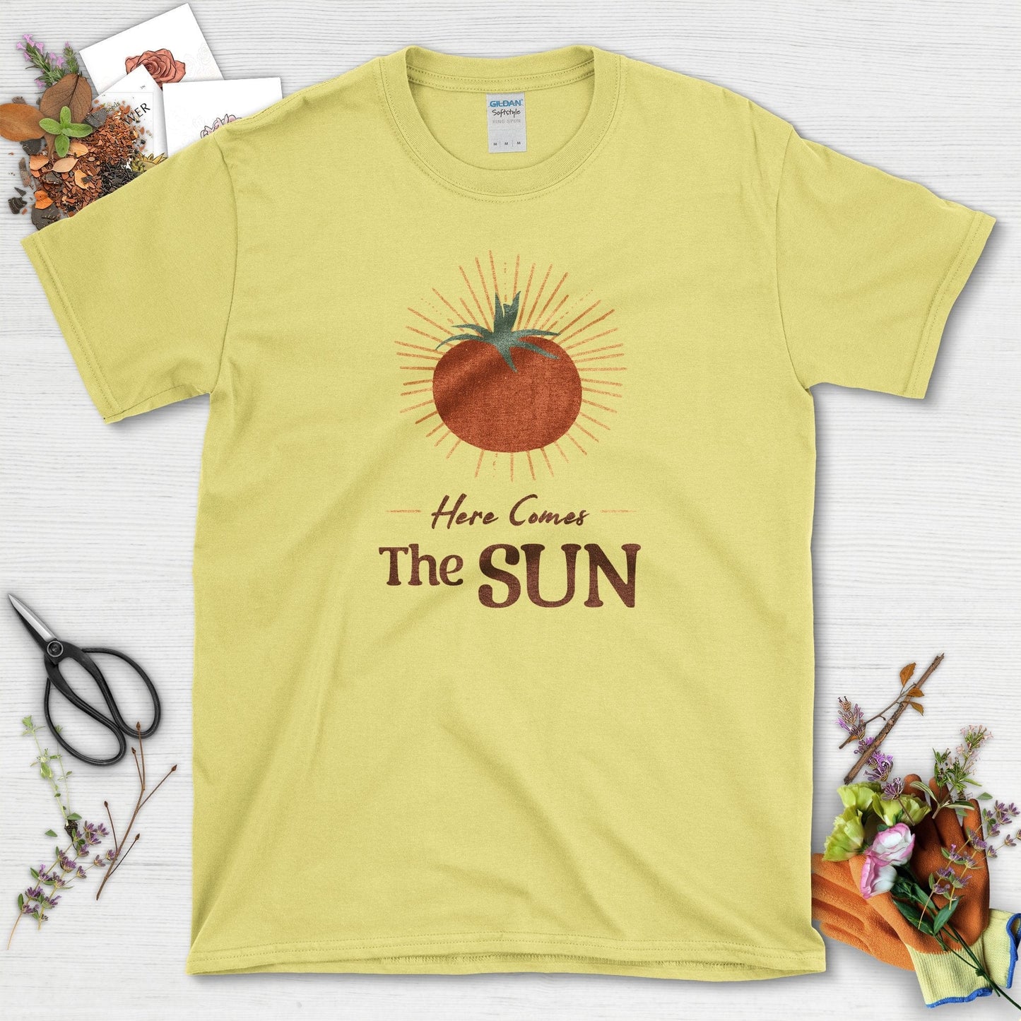 Here Comes The Sun Tomato T-Shirt Cornsilk / S Physical Item