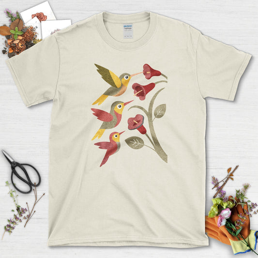 Hummingbird Harmony Bird Lovers T-Shirt T-Shirts / S / Natural Physical Item
