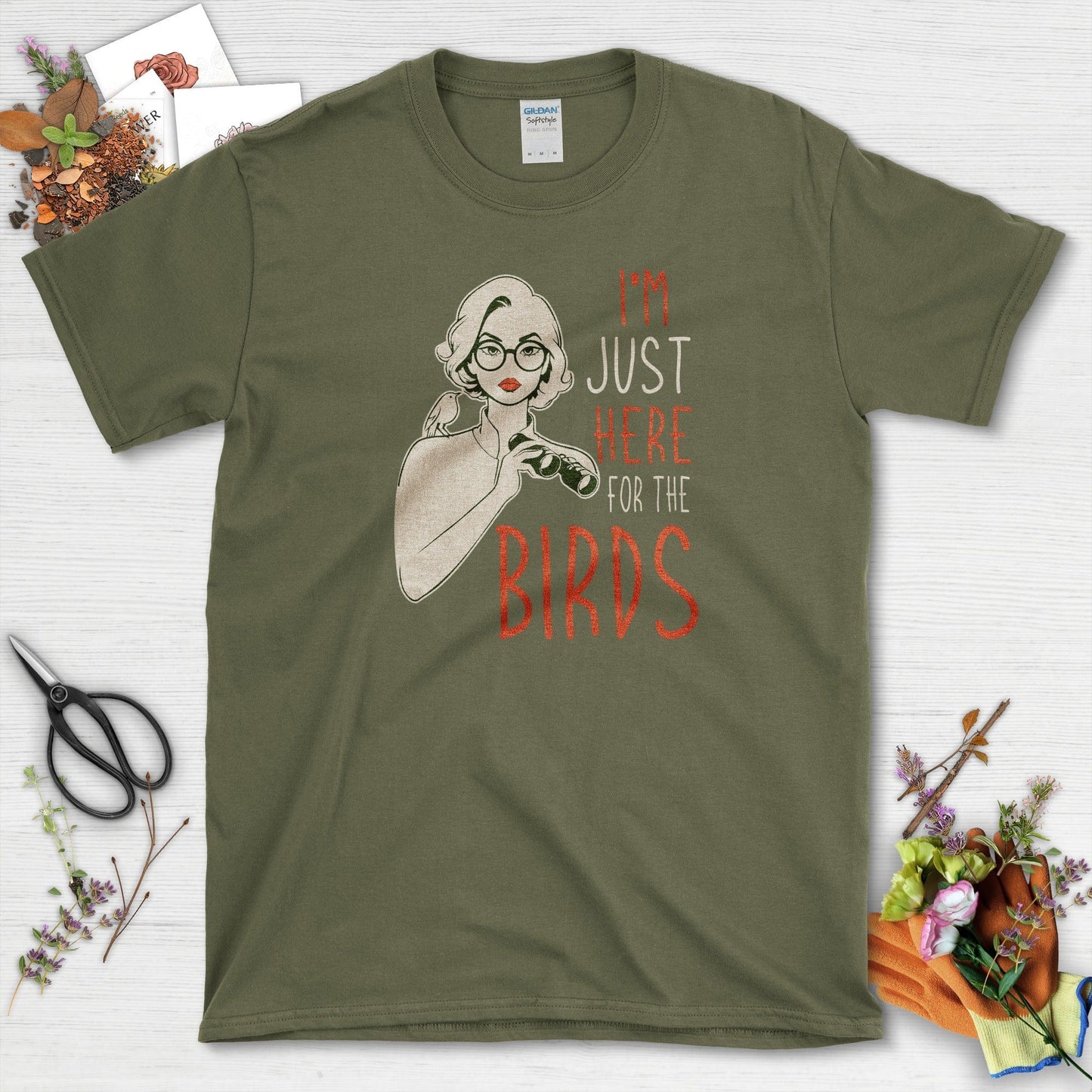 I Am Here 4 Birds T-Shirt Military Green / S Physical Item