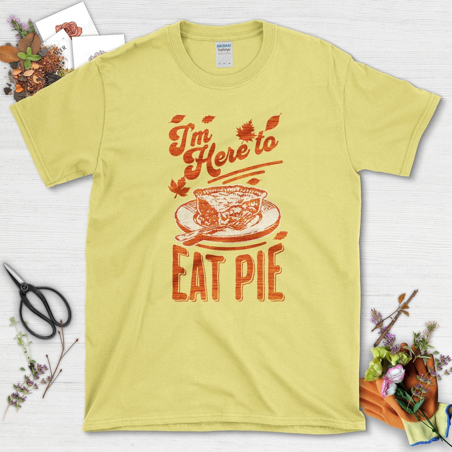 I'm Here to Eat Pie T-Shirt Cornsilk / S T-Shirt