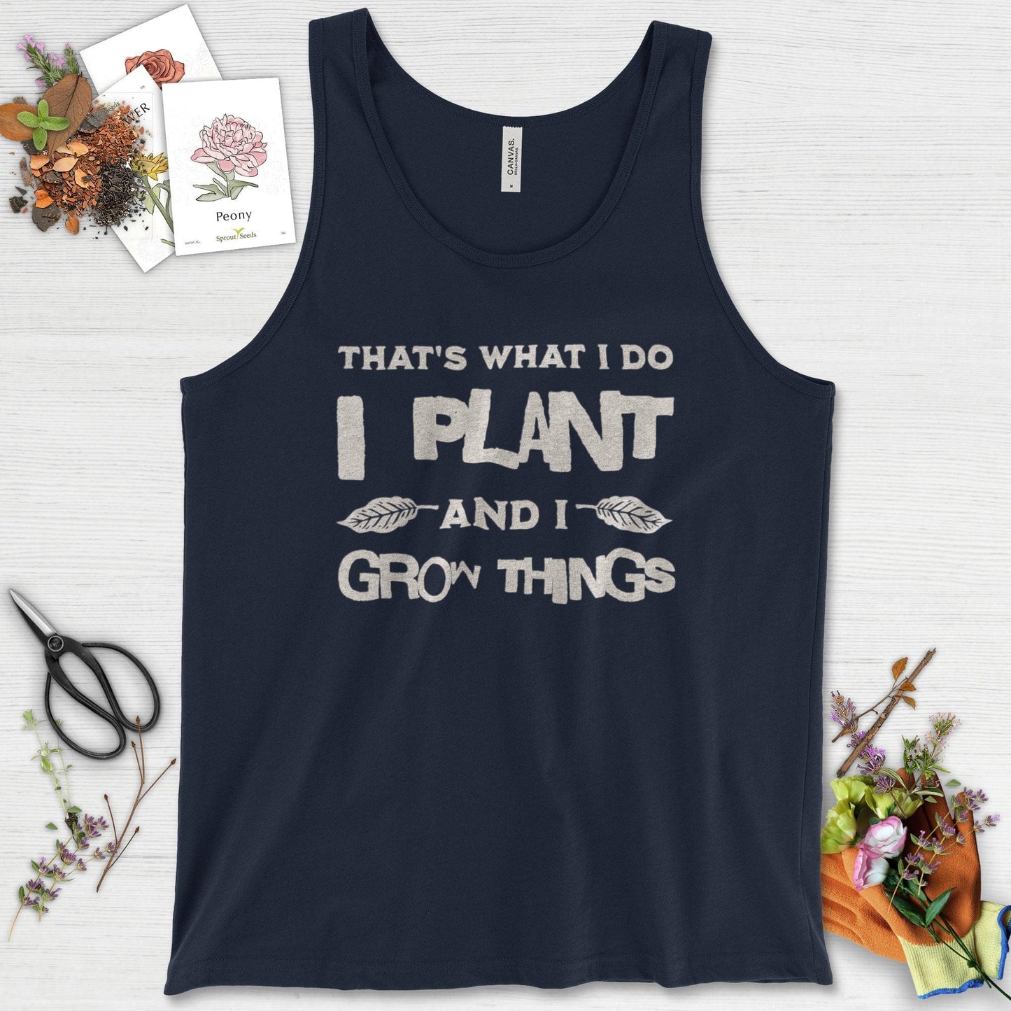 I Plant And I Grow Things Tank Top Navy / XS Physical Item