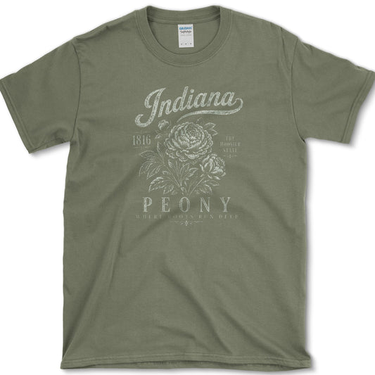 Indiana Peony T-Shirt S / Military Green Essential Tees