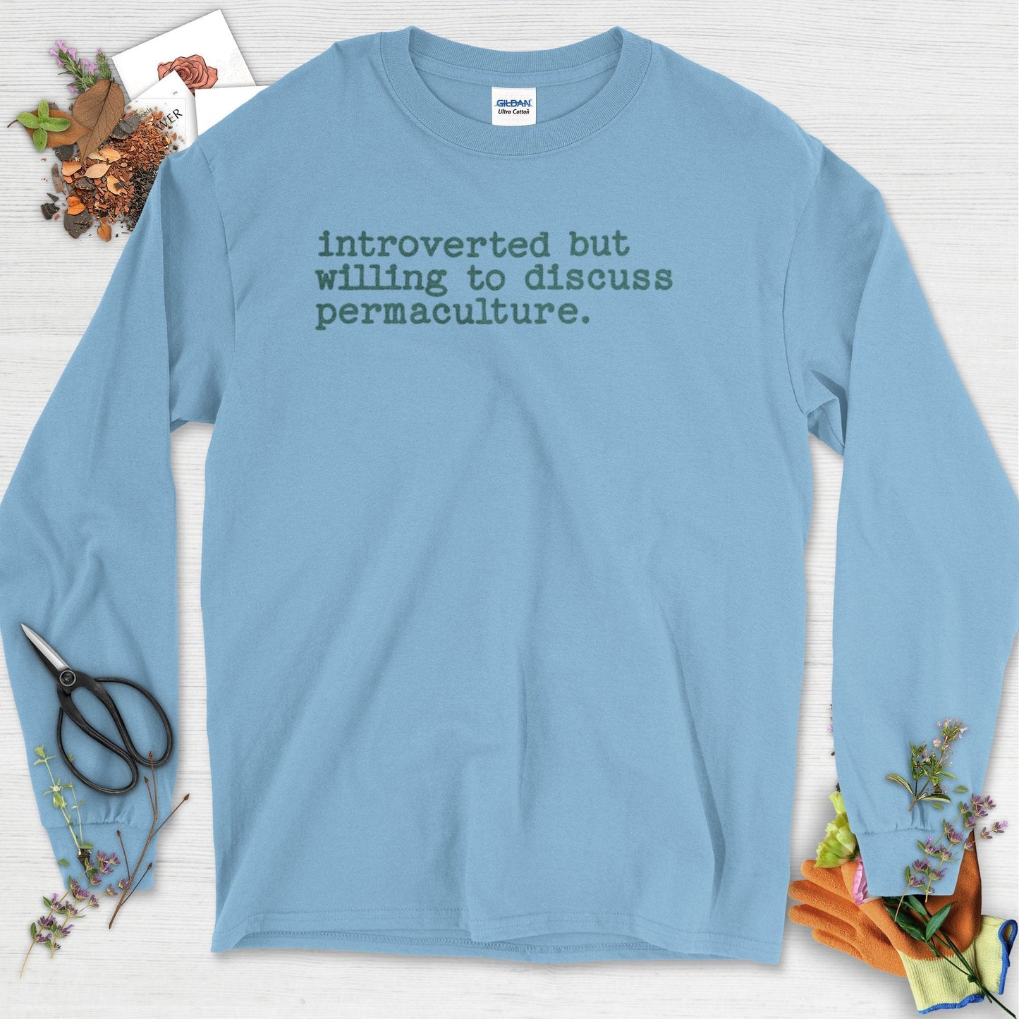 Introverted discuss permaculture Long Sleeve Light Blue / S T-Shirt