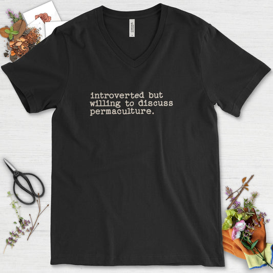 Introverted discuss permaculture V-Neck Black / S T-Shirt