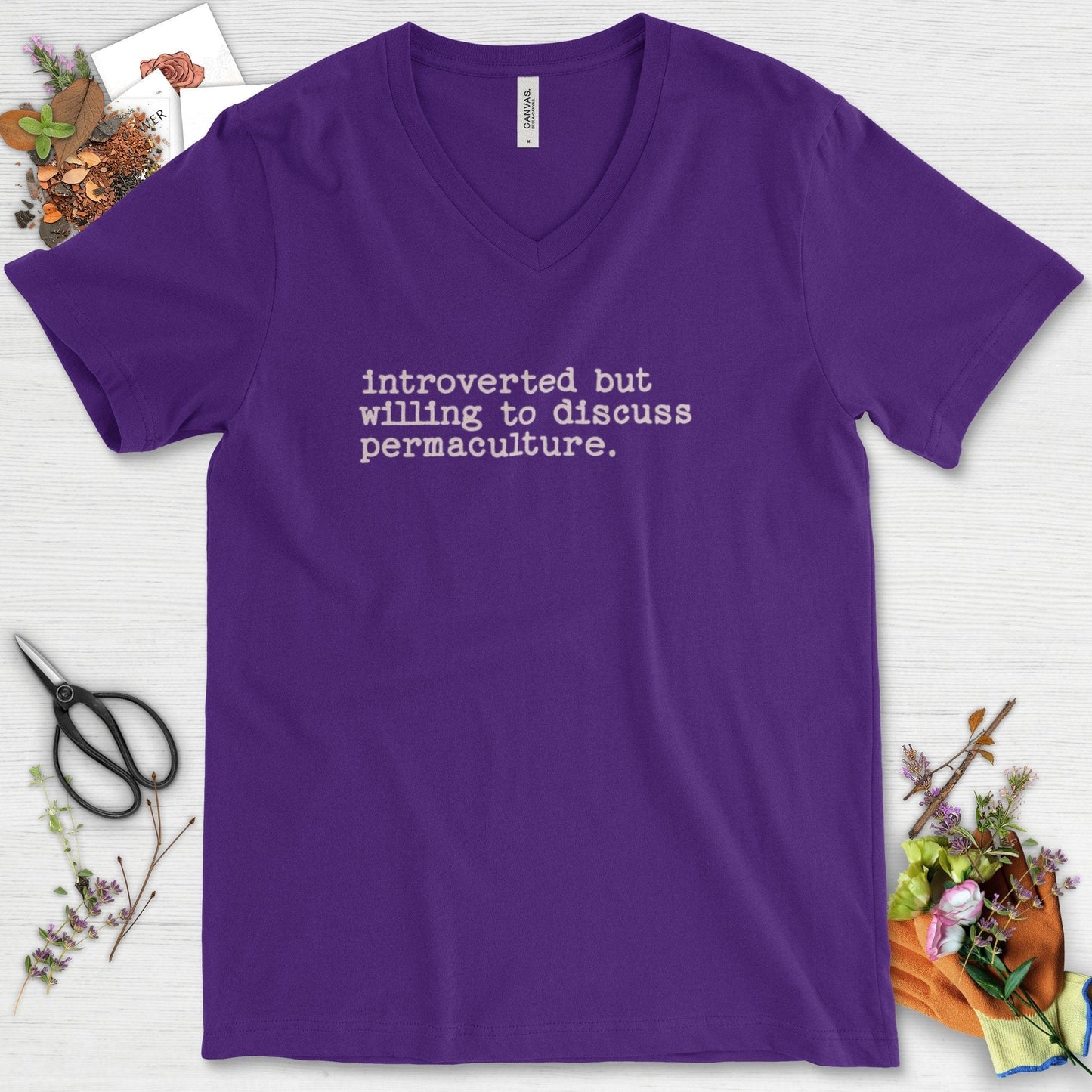 Introverted discuss permaculture V-Neck Team Purple / S T-Shirt