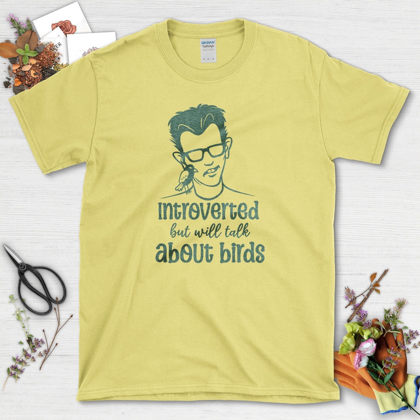 Introverted Talk About Birds T-Shirt Cornsilk / S Physical Item