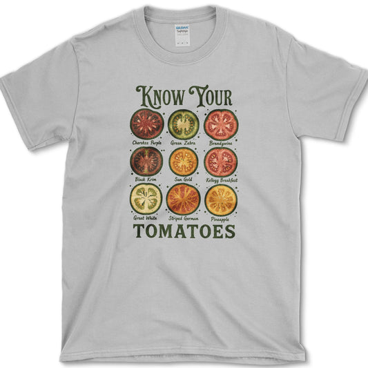 Know Your Tomatoes T-Shirt S / Sport Grey Essential Tees