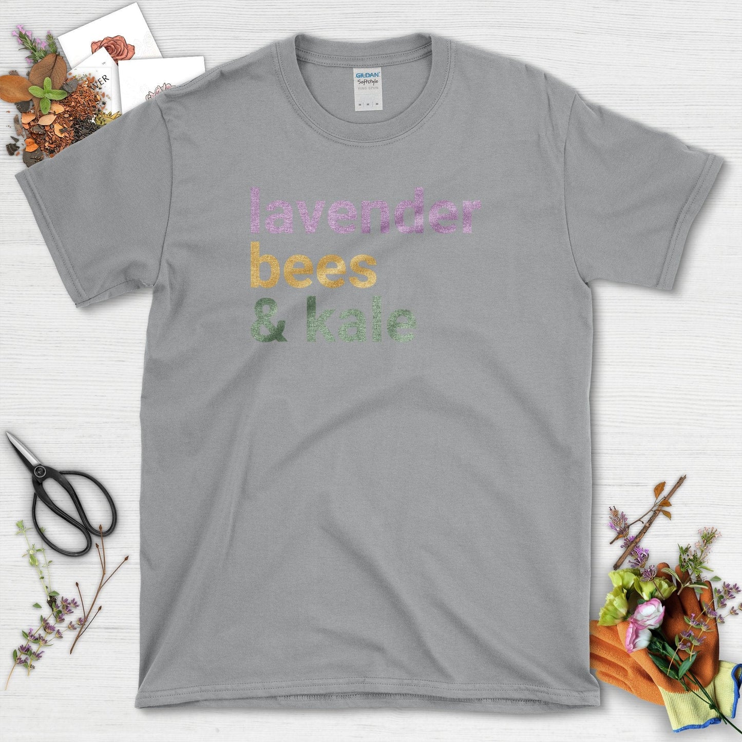 Lavender Bees & Kale T-Shirt Sport Grey / S T-Shirt