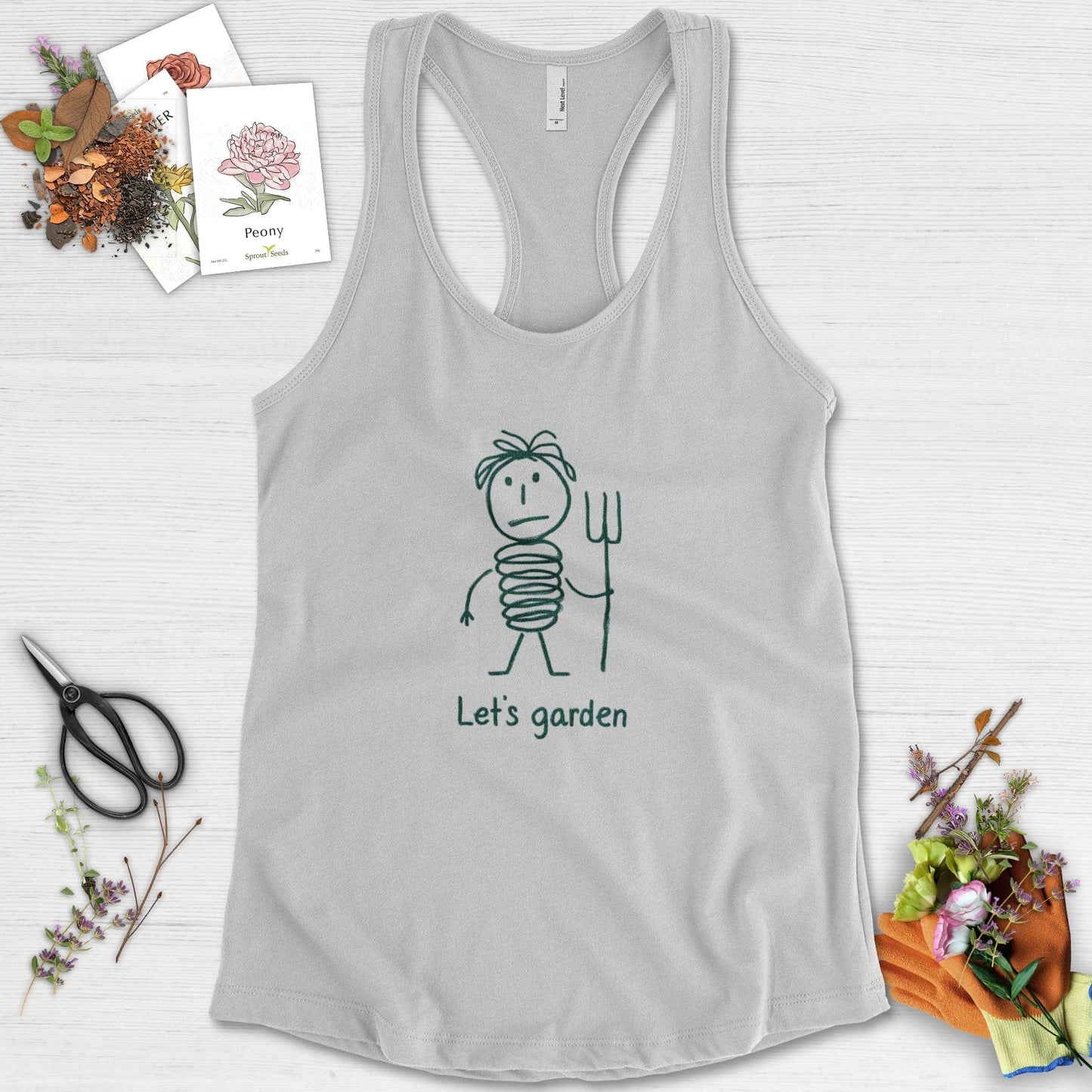 Let's Garden Racerback Heather Grey / XS Physical Item
