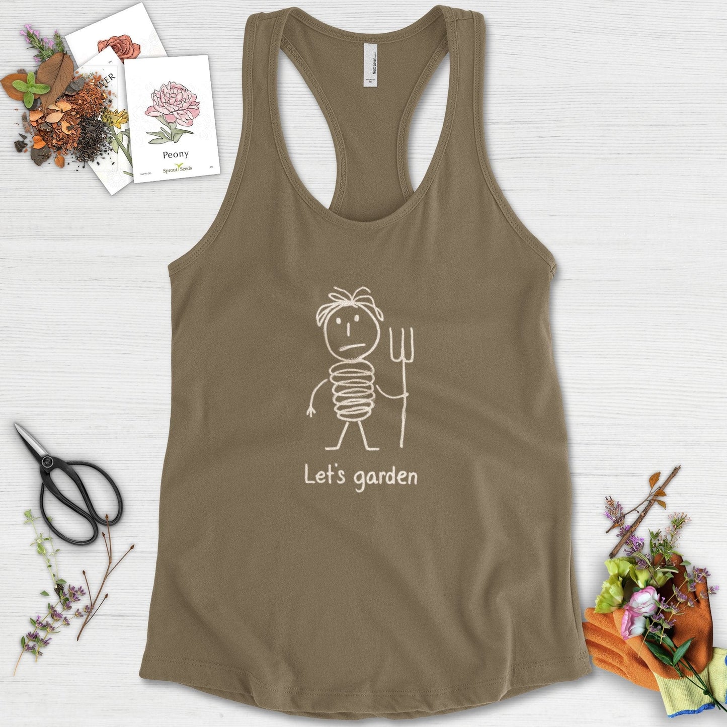 Let's Garden Racerback Military Green / XS Physical Item