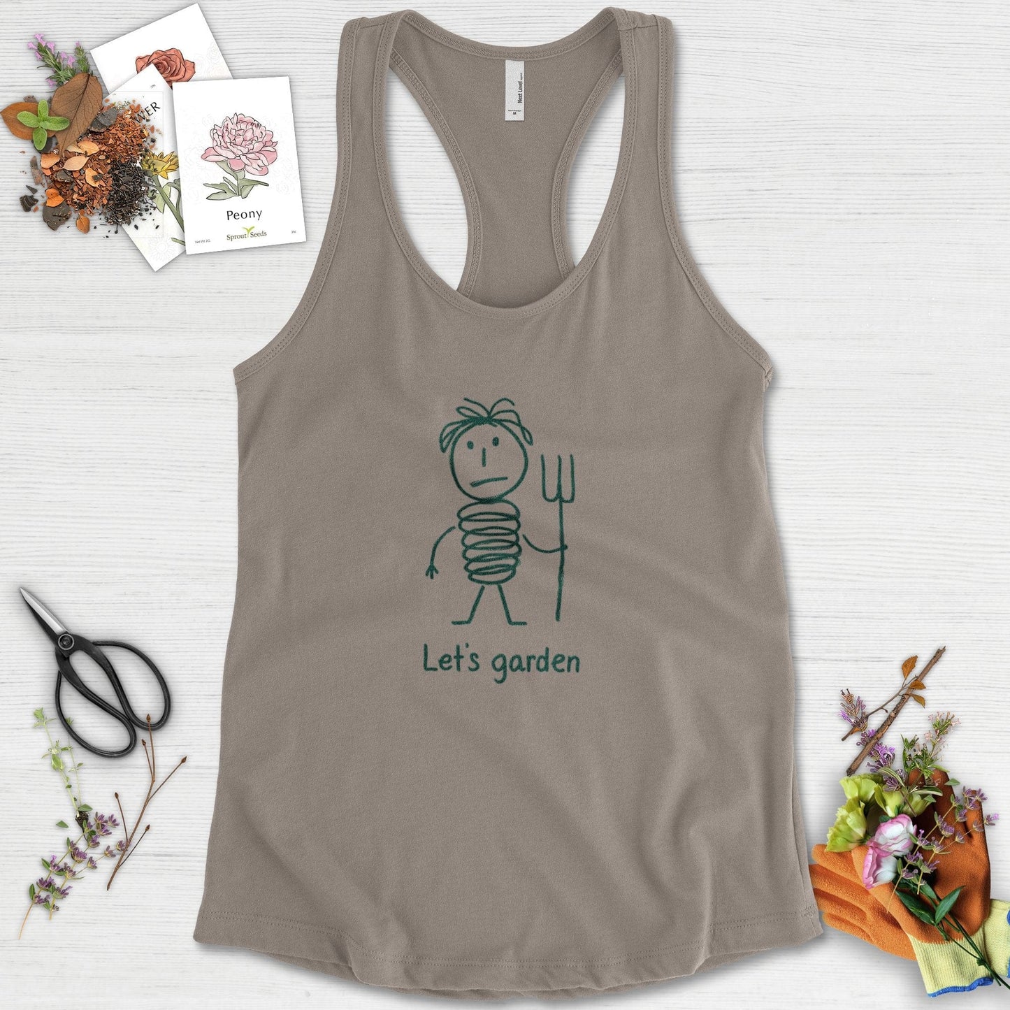 Let's Garden Racerback XS / Warm Grey Physical Item