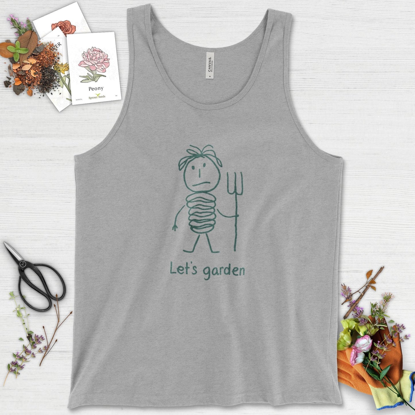 Let's Garden Tank Top Athletic Heather / XS Physical Item