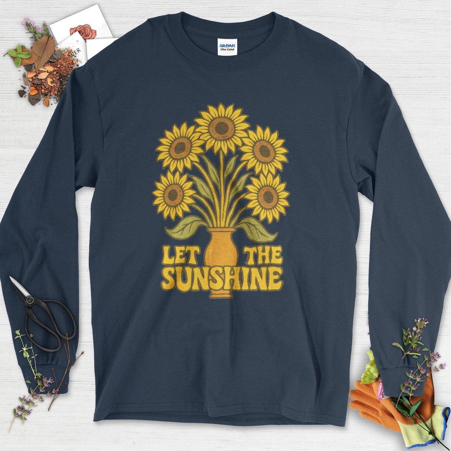 Let the Sunshine Garden Long Sleeve Navy / S Physical Item