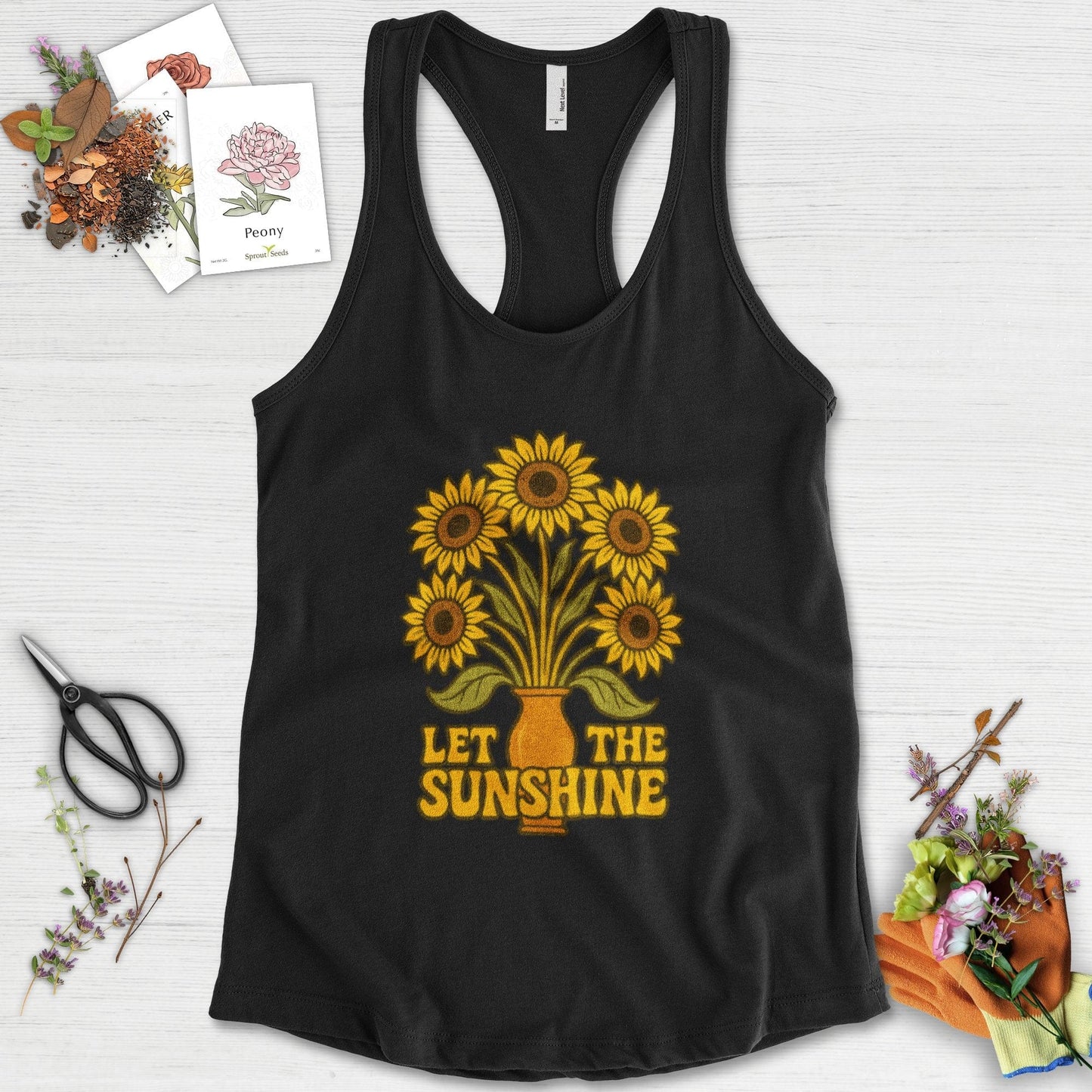 Let the Sunshine Garden Racerback Racerback / XS / Black Physical Item