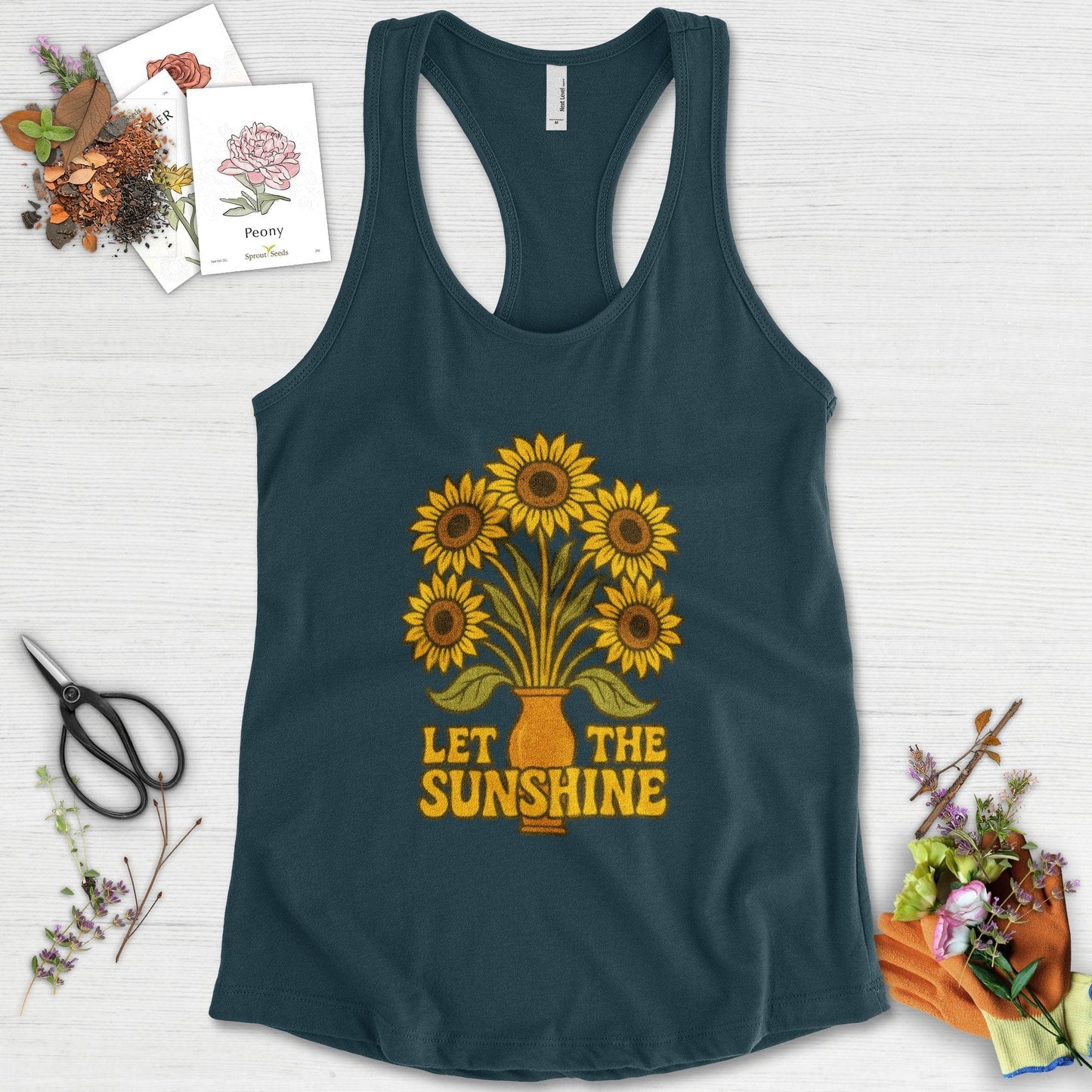 Let the Sunshine Garden Racerback Racerback / XS / Midnight Navy Physical Item