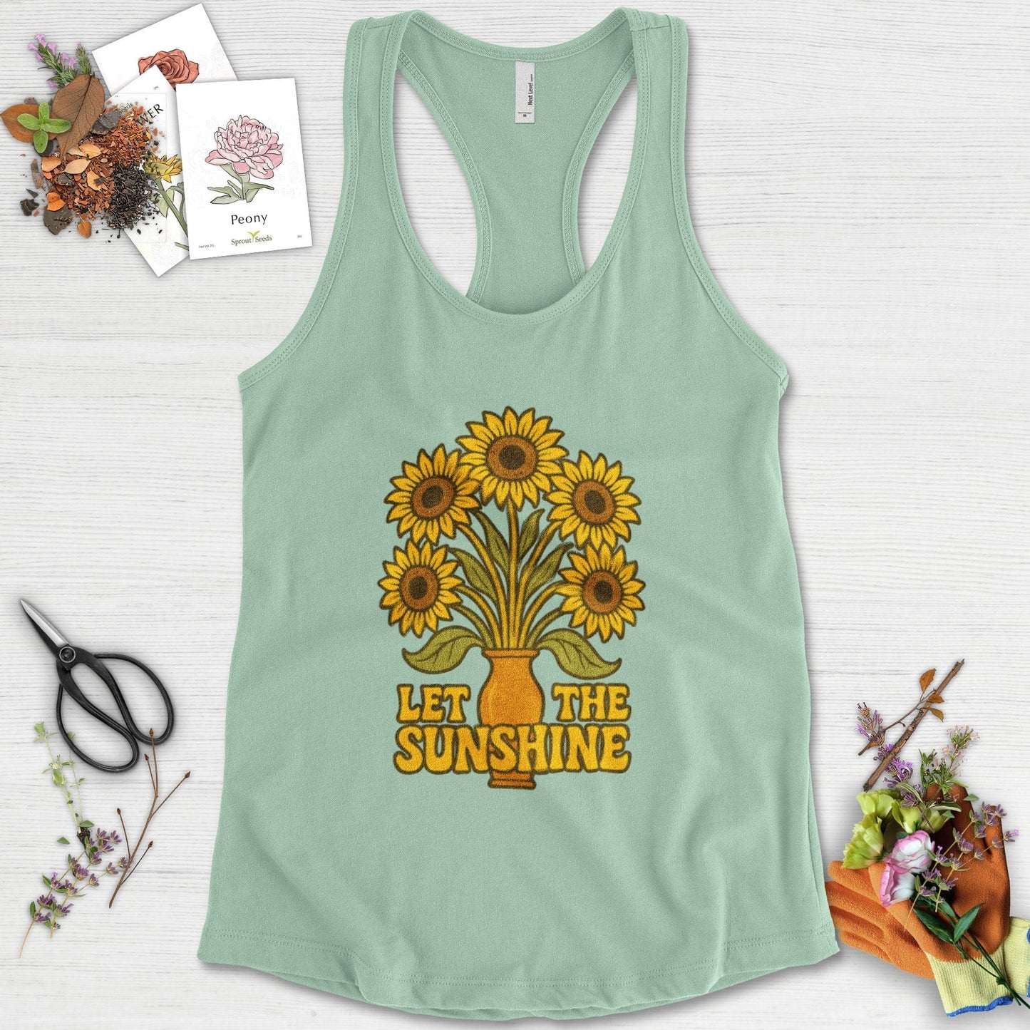 Let the Sunshine Garden Racerback Racerback / XS / Mint Physical Item