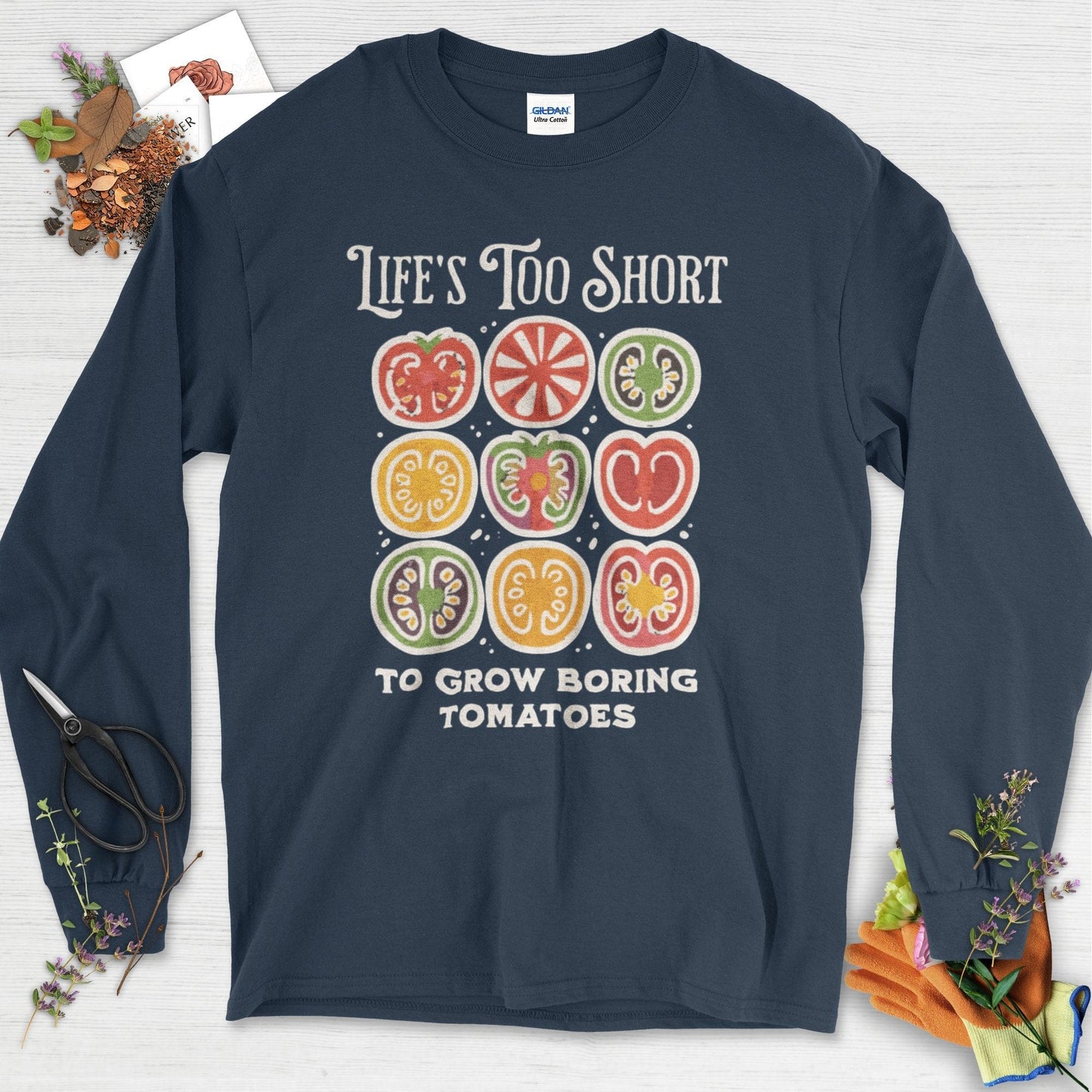 Life's Too Short Tomatoes Long Sleeve Navy / S Physical Item