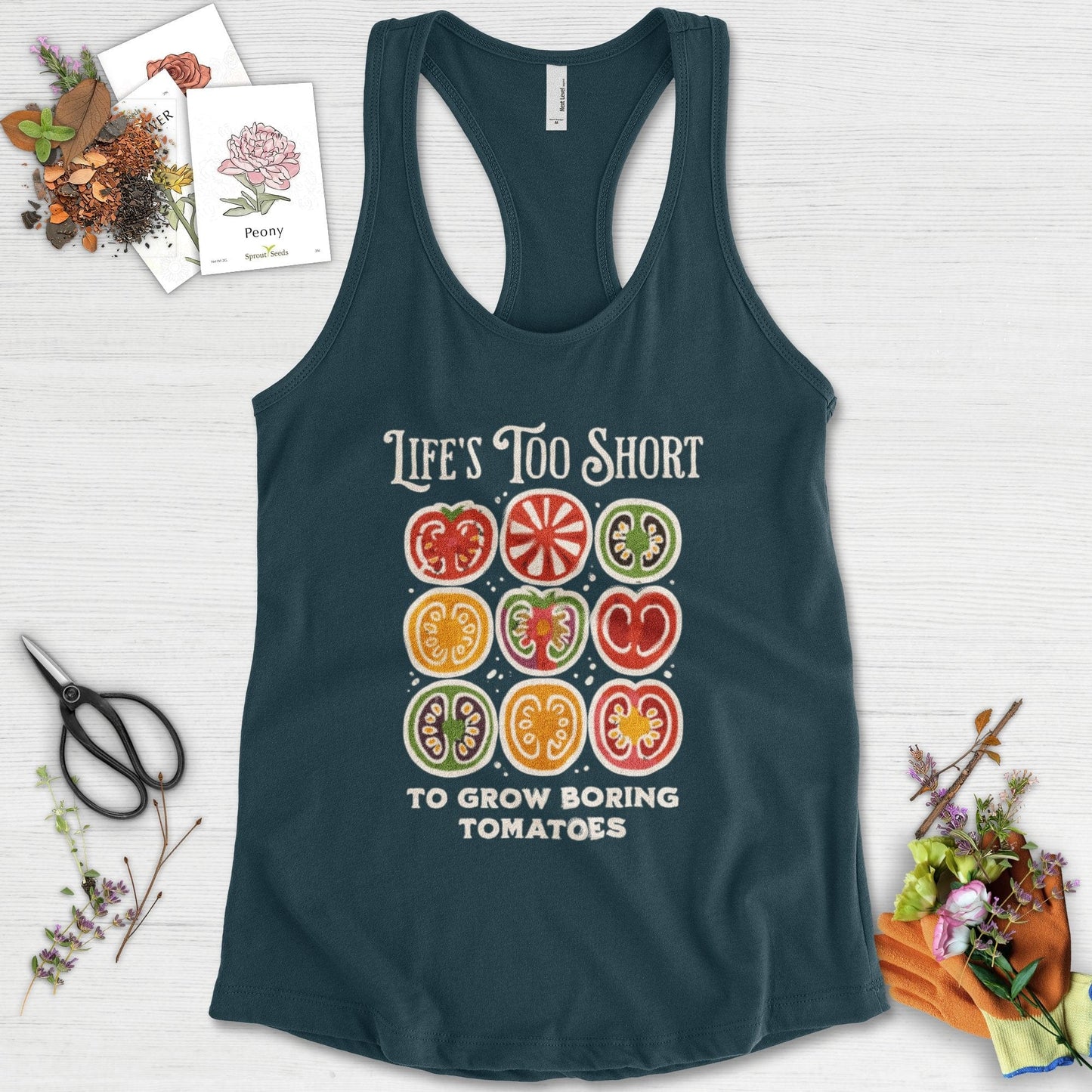 Life's Too Short Tomatoes Racerback Racerback / XS / Midnight Navy Physical Item