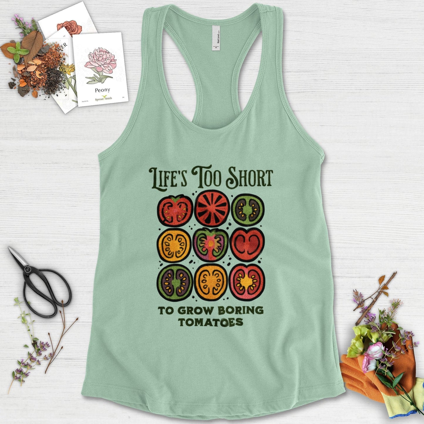 Life's Too Short Tomatoes Racerback Racerback / XS / Mint Physical Item