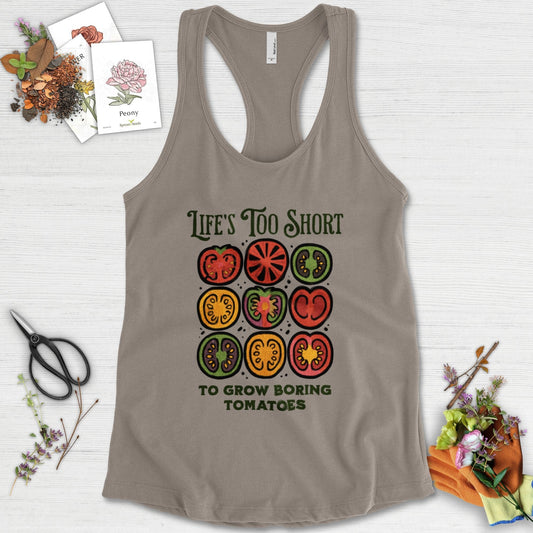 Life's Too Short Tomatoes Racerback Racerback / XS / Warm Grey Physical Item