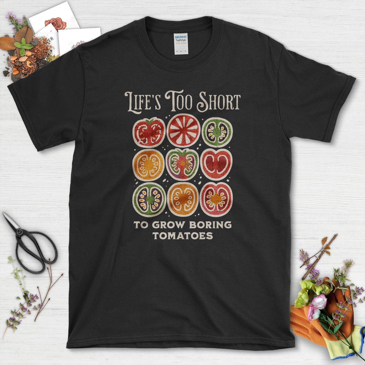 Life's Too Short Tomatoes T-Shirt Black / S Physical Item